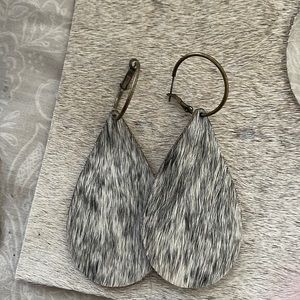 Hoop Teardrop Cowhide Earrings | Western Jewelry